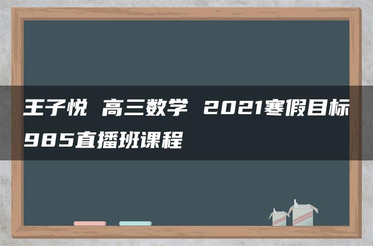 王子悦 高三数学 2021寒假目标985直播班课程