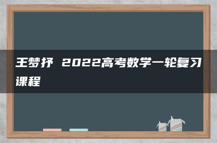 王梦抒 2022高考数学一轮复习课程