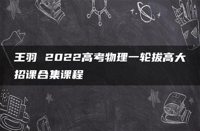 王羽 2022高考物理一轮拔高大招课合集课程