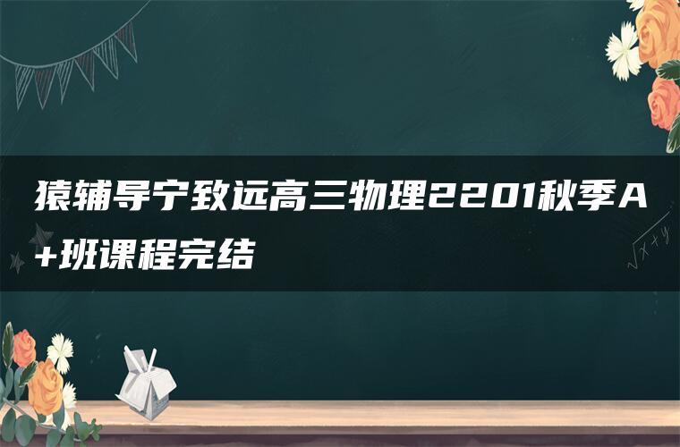 猿辅导宁致远高三物理2201秋季A+班课程完结