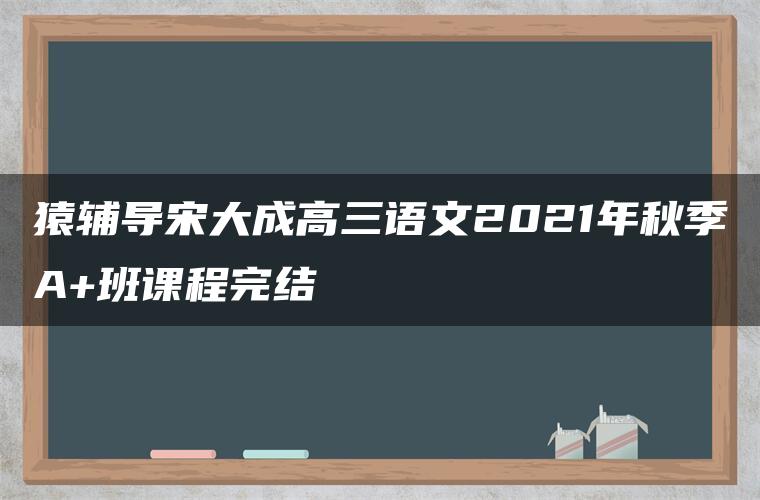 猿辅导宋大成高三语文2021年秋季A+班课程完结