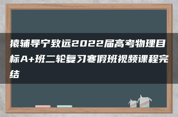 猿辅导宁致远2022届高考物理目标A+班二轮复习寒假班视频课程完结