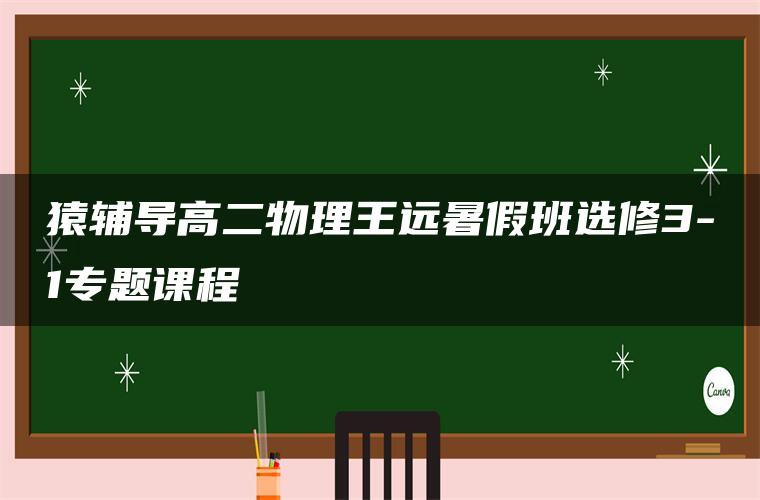 猿辅导高二物理王远暑假班选修3-1专题课程