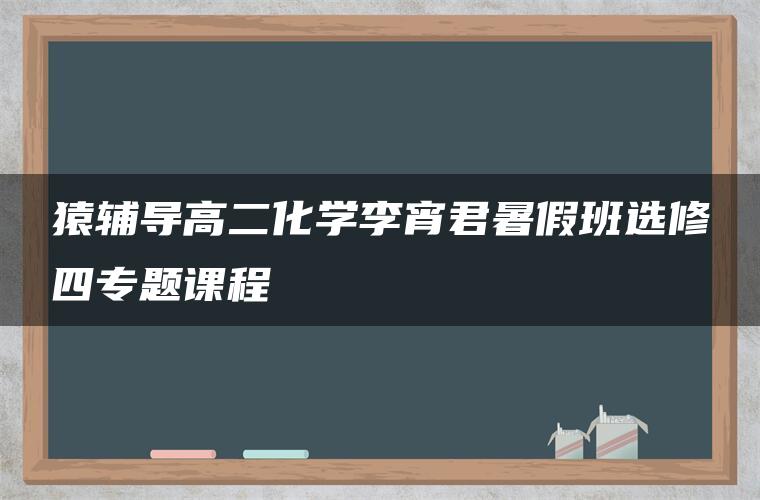 猿辅导高二化学李宵君暑假班选修四专题课程