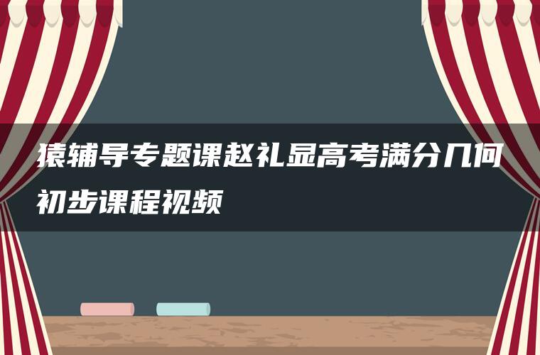 猿辅导专题课赵礼显高考满分几何初步课程视频