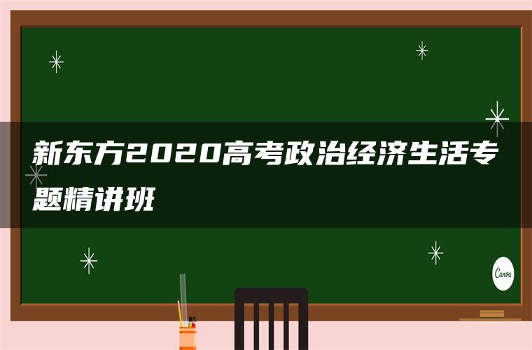 新东方2020高考政治经济生活专题精讲班