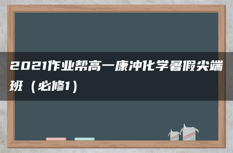 2021作业帮高一康冲化学暑假尖端班（必修1）