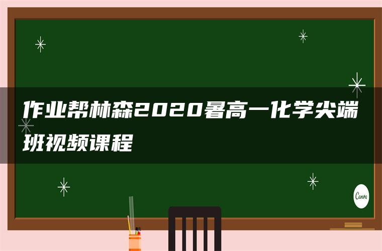 作业帮林森2020暑高一化学尖端班视频课程