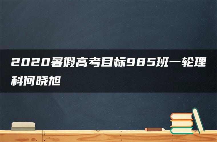 2020暑假高考目标985班一轮理科何晓旭