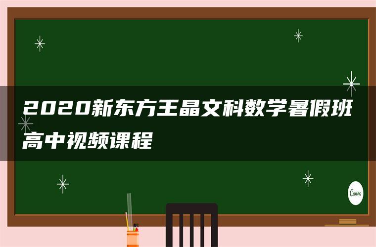 2020新东方王晶文科数学暑假班高中视频课程