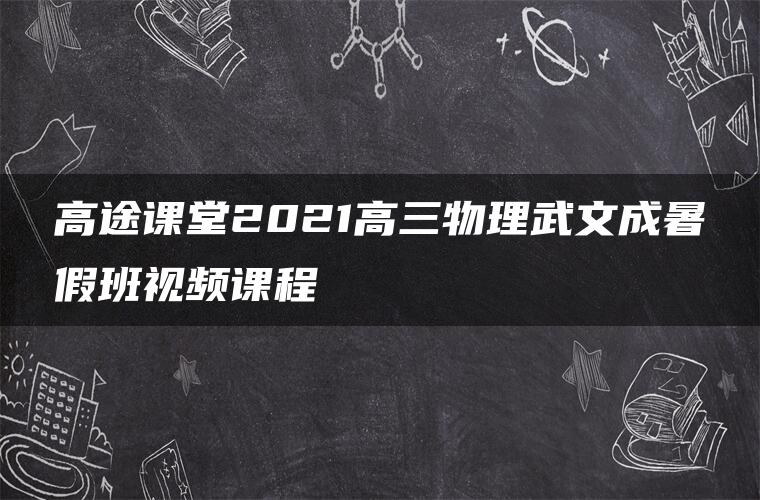 高途课堂2021高三物理武文成暑假班视频课程