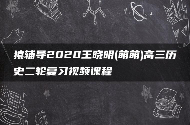 猿辅导2020王晓明(萌萌)高三历史二轮复习视频课程