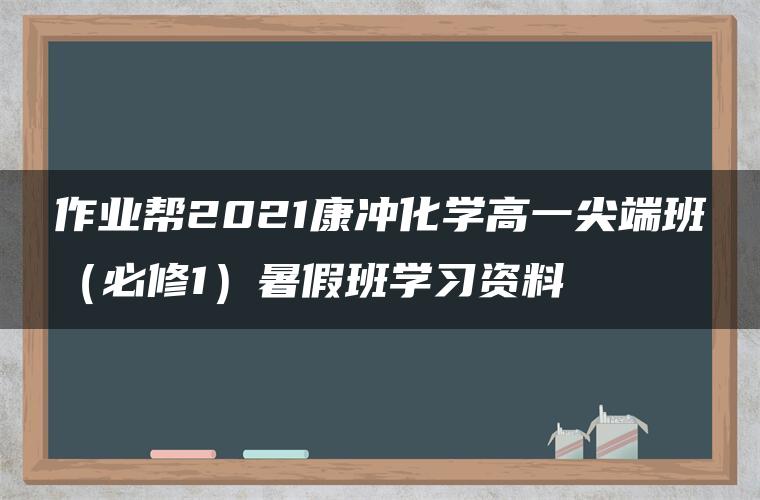 作业帮2021康冲化学高一尖端班（必修1）暑假班学习资料