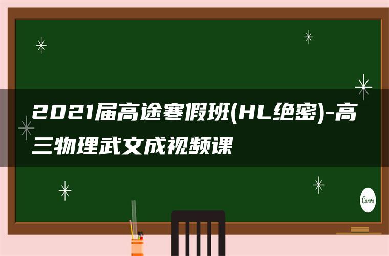 2021届高途寒假班(HL绝密)-高三物理武文成视频课