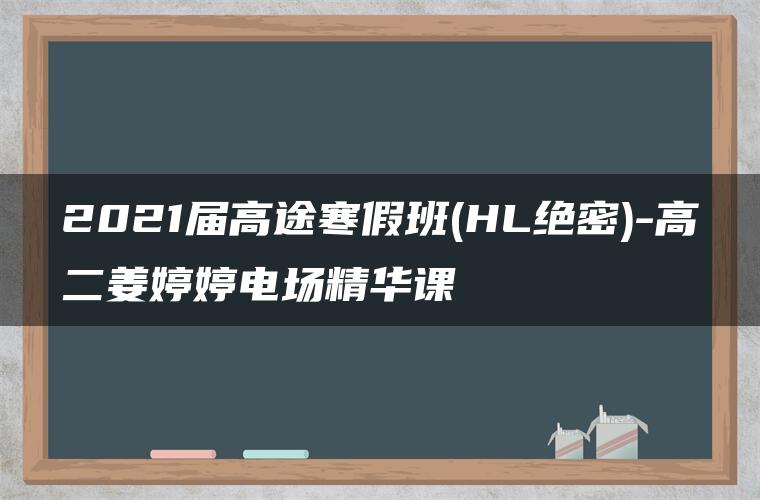 2021届高途寒假班(HL绝密)-高二姜婷婷电场精华课