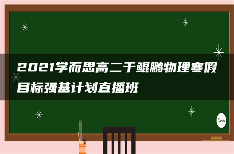 2021学而思高二于鲲鹏物理寒假目标强基计划直播班