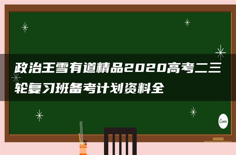 政治王雪有道精品2020高考二三轮复习班备考计划资料全