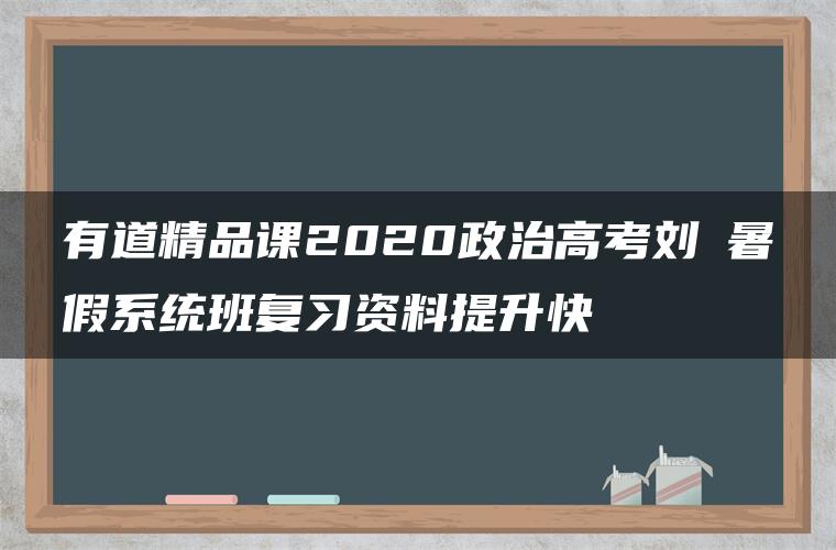 有道精品课2020政治高考刘燊暑假系统班复习资料提升快