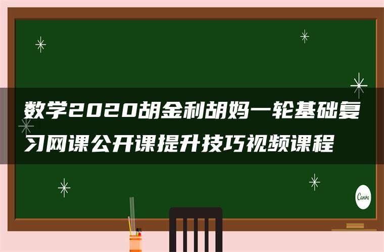 数学2020胡金利胡妈一轮基础复习网课公开课提升技巧视频课程