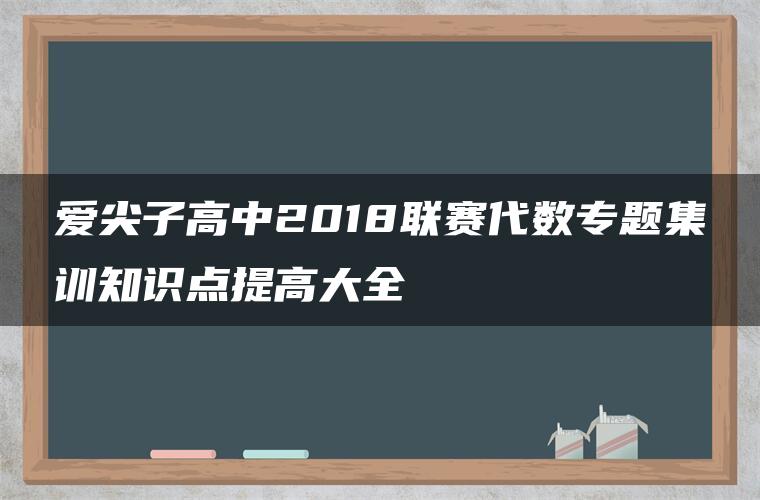 爱尖子高中2018联赛代数专题集训知识点提高大全