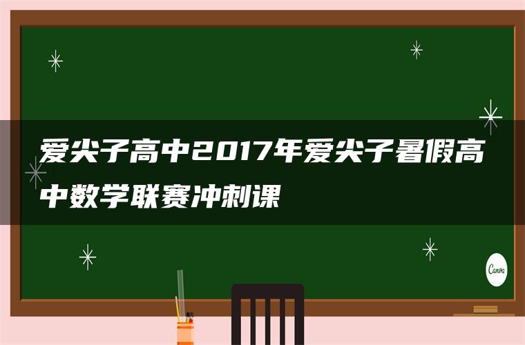 爱尖子高中2017年爱尖子暑假高中数学联赛冲刺课