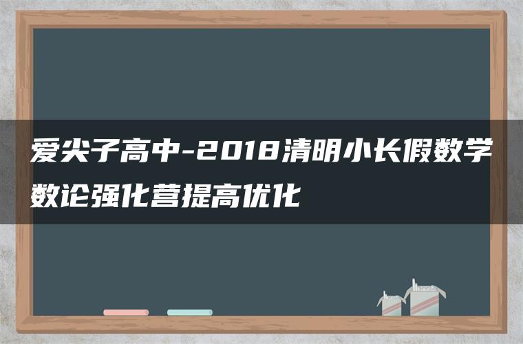 爱尖子高中-2018清明小长假数学数论强化营提高优化