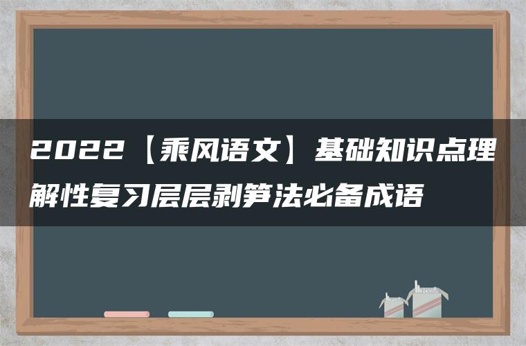 2022【乘风语文】基础知识点理解性复习层层剥笋法必备成语