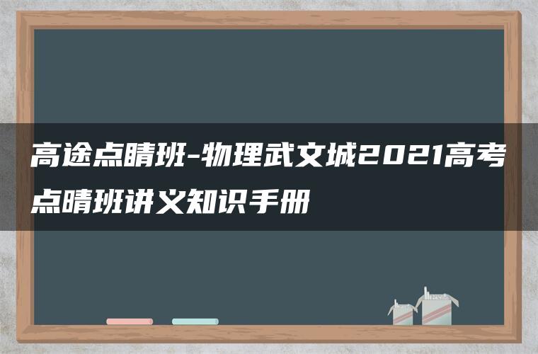 高途点睛班-物理武文城2021高考点晴班讲义知识手册