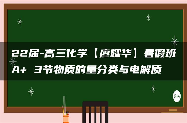 22届-高三化学【廖耀华】暑假班A+ 3节物质的量分类与电解质