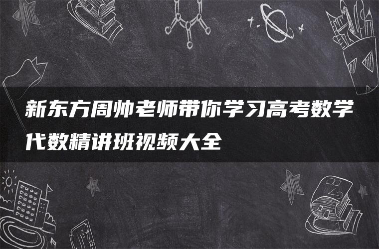 新东方周帅老师带你学习高考数学代数精讲班视频大全