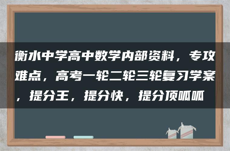 衡水中学高中数学内部资料，专攻难点，高考一轮二轮三轮复习学案，提分王，提分快，提分顶呱呱