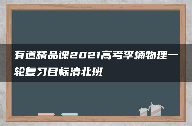 有道精品课2021高考李楠物理一轮复习目标清北班