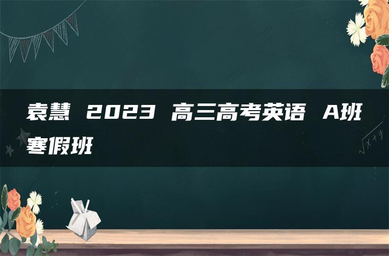 袁慧 2023 高三高考英语 A班寒假班