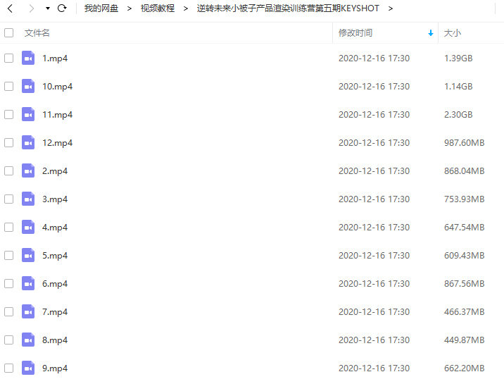 逆转未来小被子产品渲染训练营第五期KEYSHOT(不加密2020年8月结课没素材)