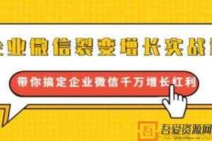 《企业微信裂变增长实战课》搞定企业微信千万增长红利