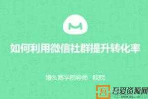 馒头商学院《如何利用微信社群提升转化率》