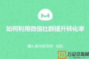 馒头商学院《如何利用微信社群提升转化率》