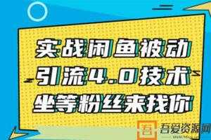 狼叔-实战闲鱼被动引流4.0技术 日加200粉丝  [视频]