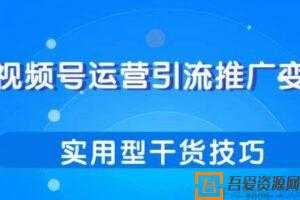 柚子-视频号运营引流推广变现 实用型干货技巧分享课  [视频]