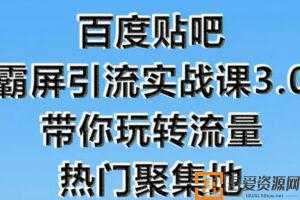 狼叔-百度贴吧霸屏引流实战课3.0 带你玩转流量热门聚集地  [视频]