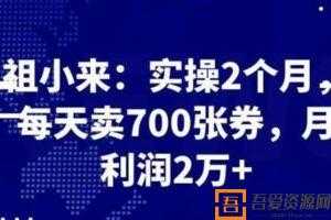 祖小来赚钱项目：实操2个月每天卖700张券，月利润2万+  [视频]