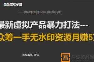 2021年最新虚拟产品暴力打法：众筹一手无水印资源月赚5万+  [视频]