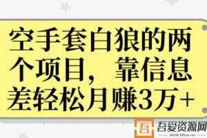 空手套白狼的两个项目，靠信息差轻松月赚3万+  [视频]