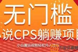 无门槛小说CPS躺赚项目，小白搬运视频轻松月入过万  [视频]