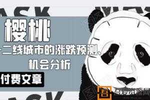 樱桃大房子：一二线城市的涨跌预测 想买房的看看  [视频]