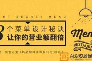 勺子课堂-刘丽伟《8个菜单设计秘诀,让你的营业额翻倍》  [视频]