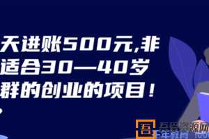 每天进账500元 非常适合30~40岁人群的创业的项目  [视频]