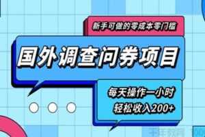 新手零成本国外调查问券项目 每天一小时轻松收入200+