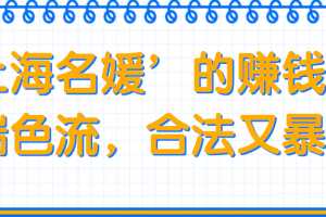 ‘上海名媛’的赚钱路子高端色流，合法又暴利！【视频教程】