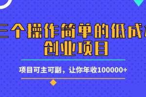 三个操作简单的低成本创业项目，可主可副 让你年入100000+【视频教程】